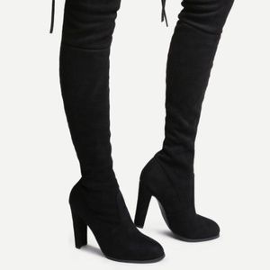 STEVE MADDEN BLACK SUEDE OVER THE KNEE BOOTS